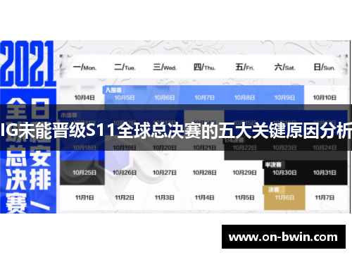 IG未能晋级S11全球总决赛的五大关键原因分析